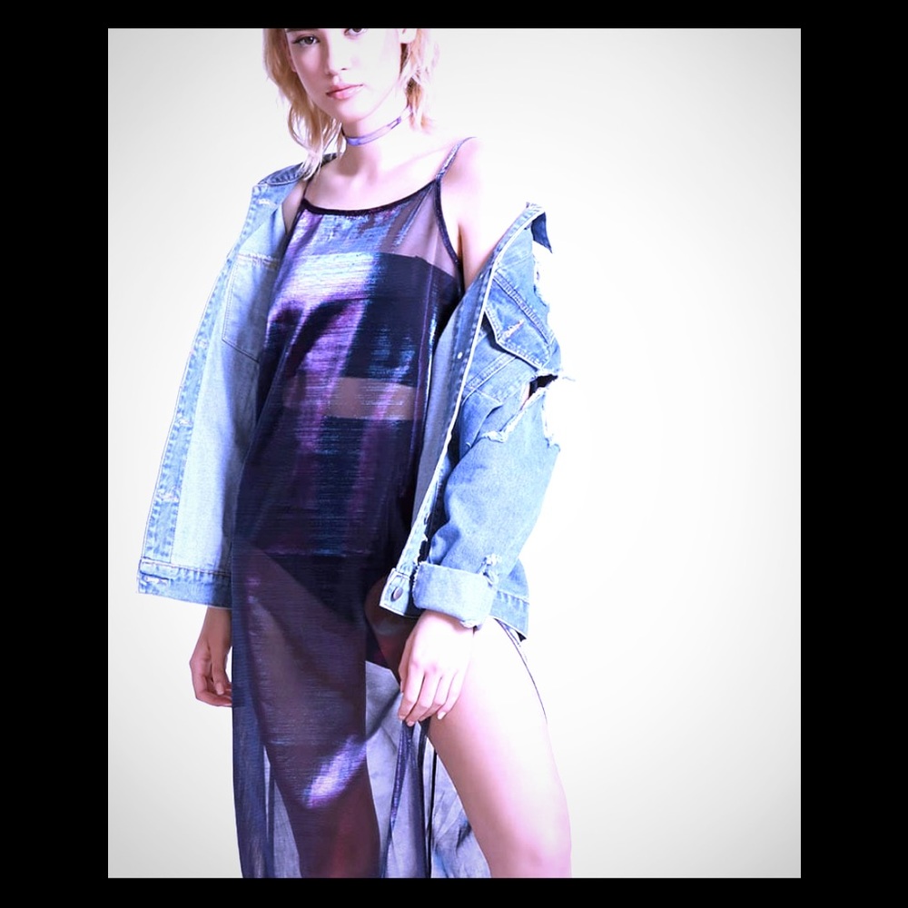 Sheer metallic shimmer dress